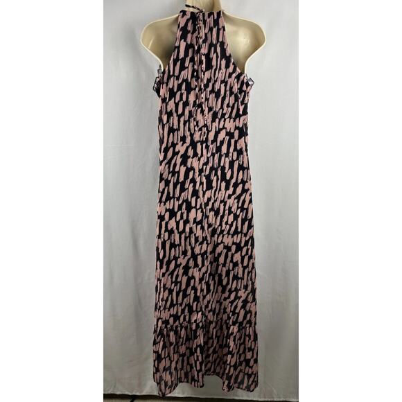 Anrabess Maxi Sundress M Navy Pink Flowy Spaghetti Strap Beach Dress - Picture 2 of 6